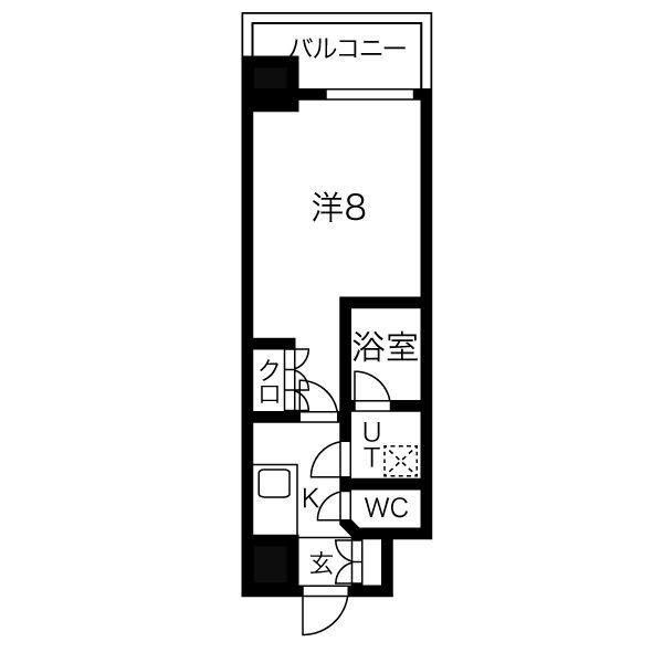 アルグラッド鷺洲(1K/7階)の間取り写真