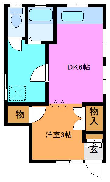 鳥正荘(1DK/1階)の間取り写真