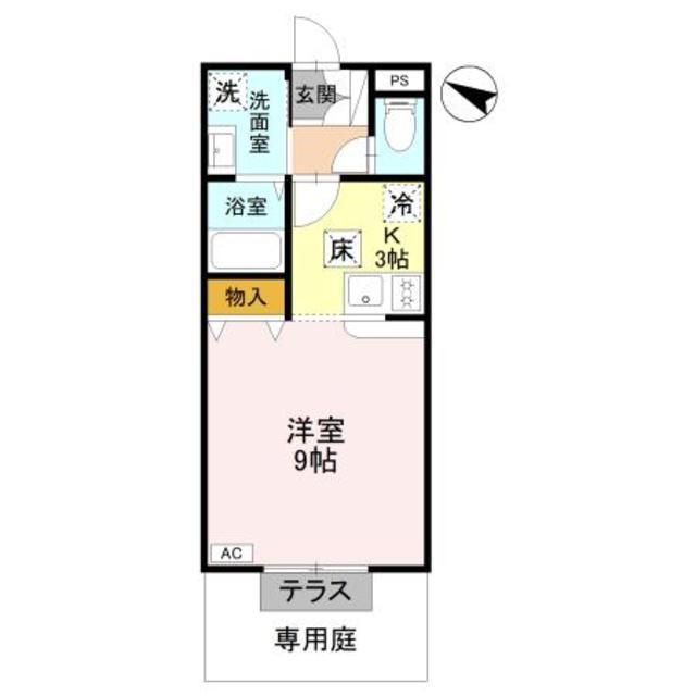 ドリーム狭山南KG棟(ワンルーム/1階)の間取り写真