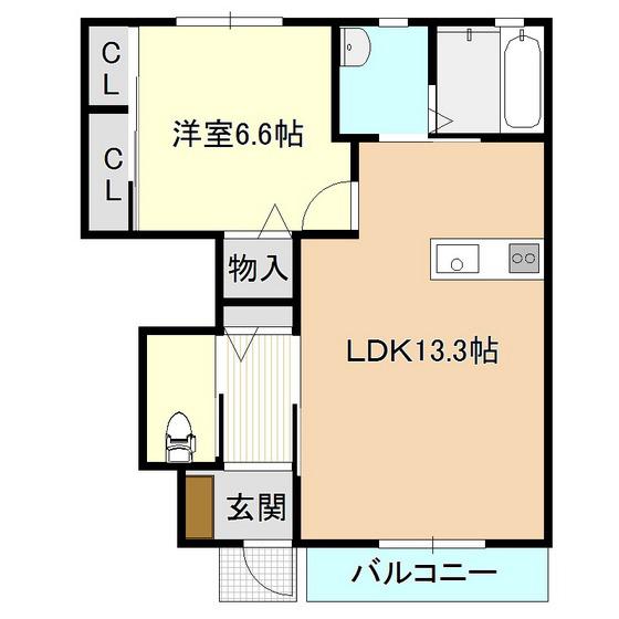 ル・シェノン(1LDK/1階)の間取り写真