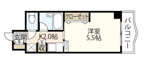 LA LLURE舟入(1K/6階)の間取り写真