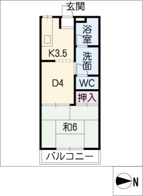 リバーシティ安井(1DK/1階)の間取り写真