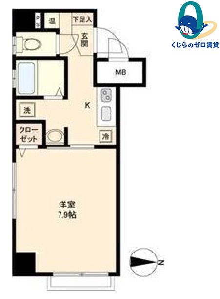 アーバンフラッツ伏見(1K/1階)の間取り写真