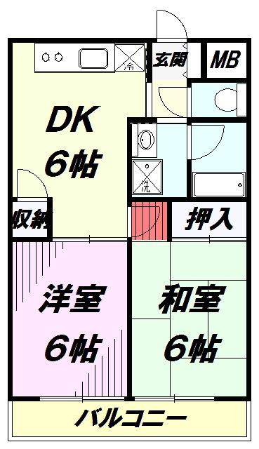 栗原ビル(2DK/2階)の間取り写真
