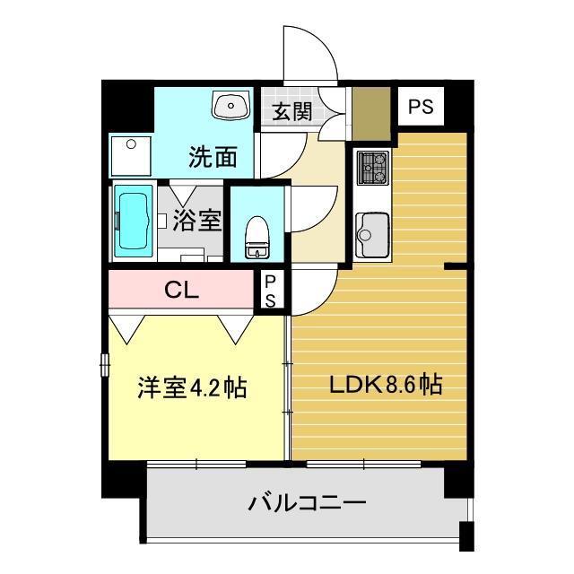 ラ・クラセーヴァ下関藤附(1LDK/1階)の間取り写真