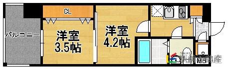 ORIENT BLD NO.60 V-T(2K/3階)の間取り写真