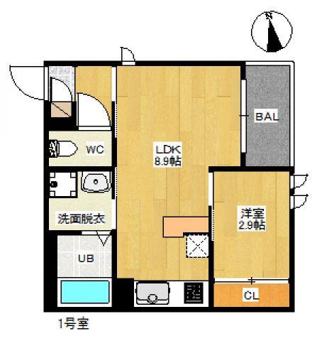 REGALEST舟入南(1LDK/2階)の間取り写真