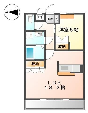 プロヴァンス・IRI(1LDK/2階)の間取り写真