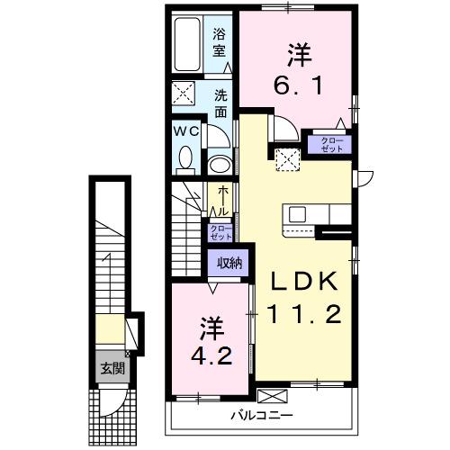 アクラス岸和田(2LDK/2階)の間取り写真