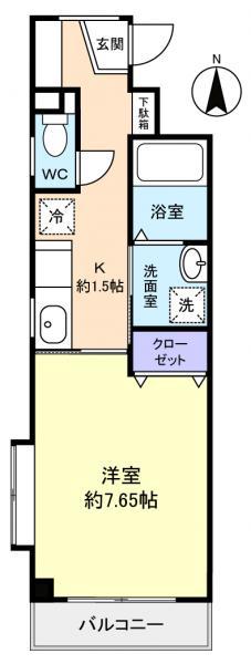 グローリア佐倉(1K/4階)の間取り写真