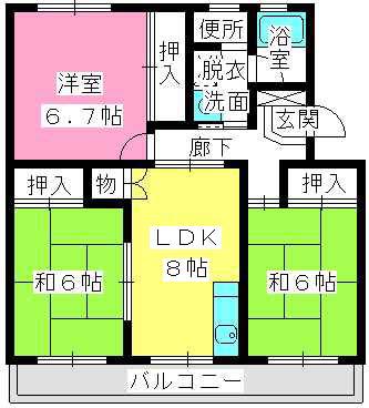 サンハピネス下山門(3LDK/4階)の間取り写真