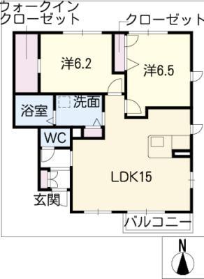 ノーブル B棟(2LDK/2階)の間取り写真