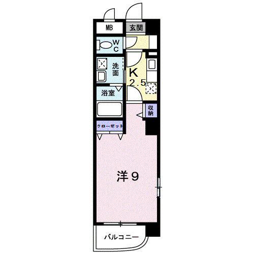 レガート元町(1K/3階)の間取り写真