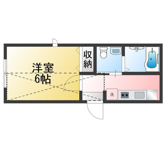 南矢名Mアパート(1K/2階)の間取り写真