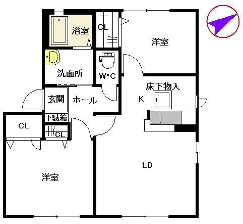 メゾンポラリス I棟(2LDK/1階)の間取り写真