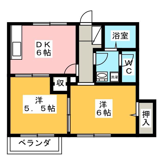 クレストール渡辺(2DK/1階)の間取り写真