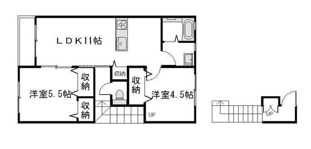 リーベI (2LDK/2階)の間取り写真