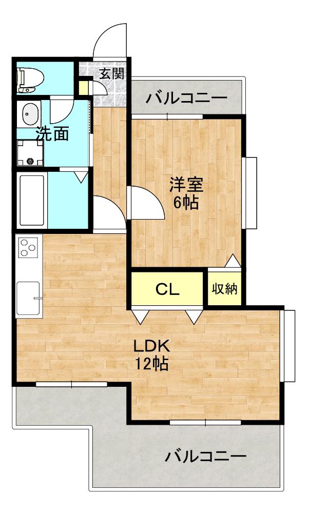 ヴァルール菊陽(1LDK/1階)の間取り写真