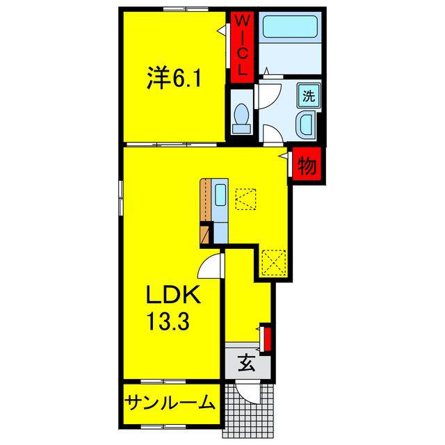 シルフィード(1LDK/1階)の間取り写真