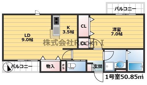 メゾンセレーノ 旭化成ヘーベルメゾンHEBEL HAUS(1LDK/1階)の間取り写真