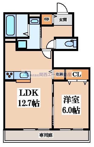 ボヌール・アクル(1LDK/1階)の間取り写真