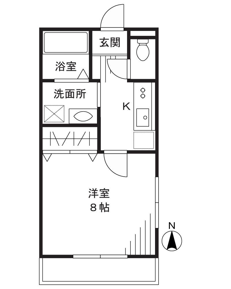 デルフィーノ(1K/2階)の間取り写真