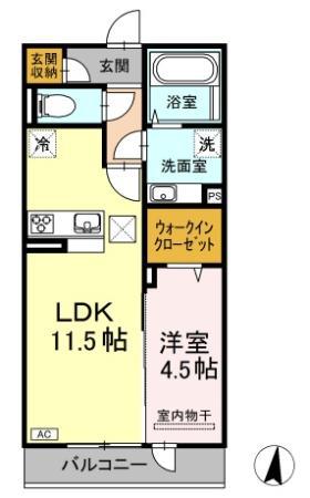サニーヒル(1LDK/1階)の間取り写真