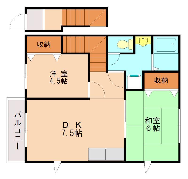 TAKEコーポ弥永(2DK/2階)の間取り写真