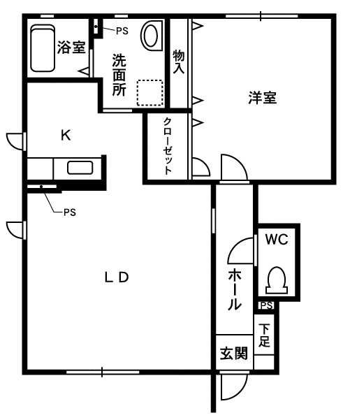 シャーメゾンWAYU(1LDK/1階)の間取り写真