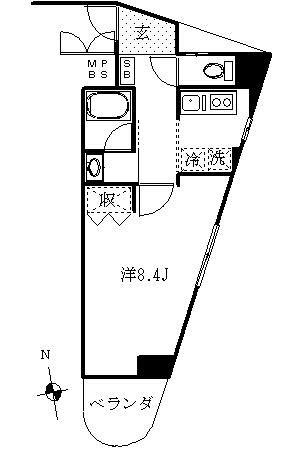 エスポワール横浜(1K/3階)の間取り写真