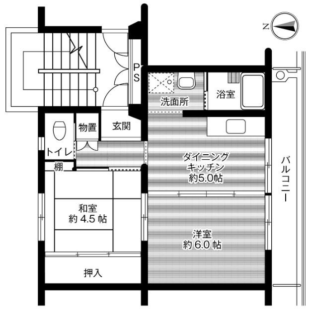 ビレッジハウス七戸(2DK/3階)の間取り写真
