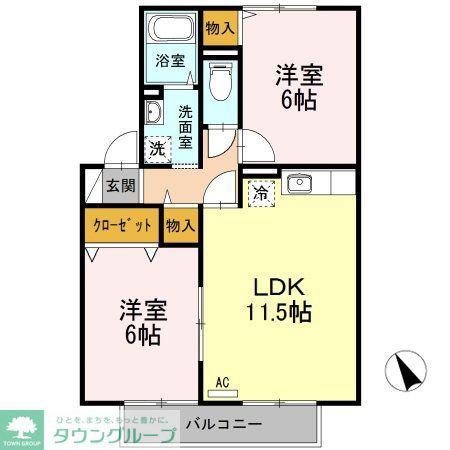 ファミールA(2LDK/2階)の間取り写真