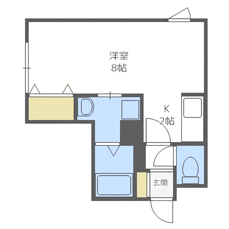 リーブル南円山(1K/2階)の間取り写真