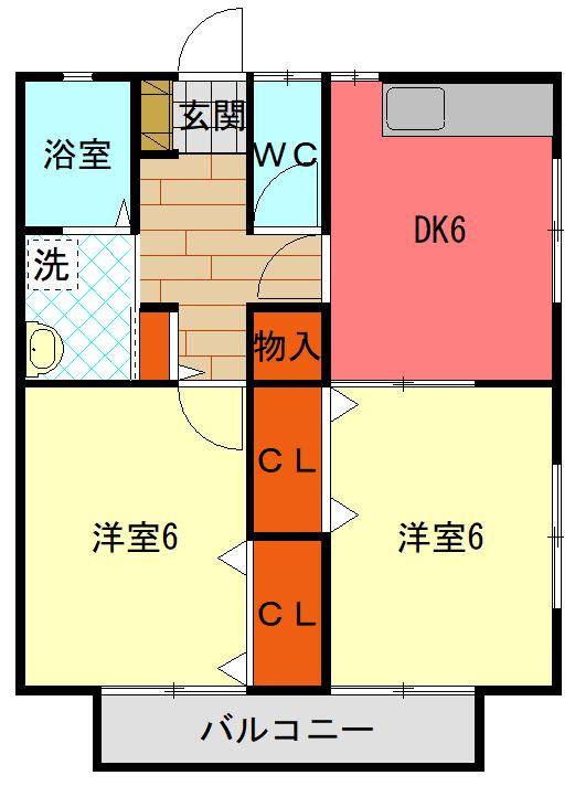 コーポ菊地(2DK/2階)の間取り写真
