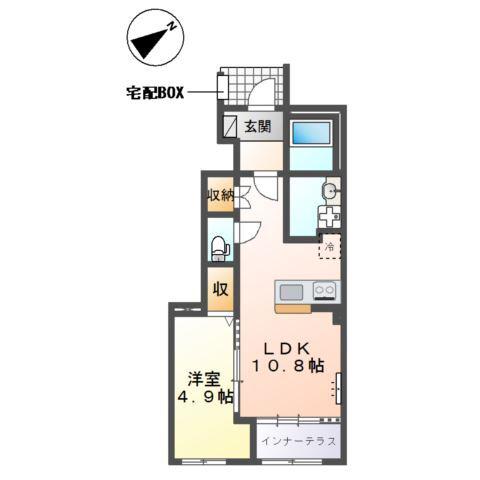 TRIANGLE TERRACE(1LDK/1階)の間取り写真