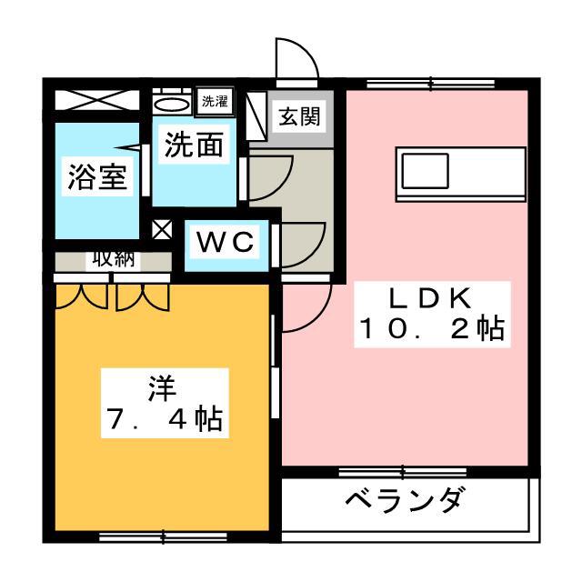 ブザービート(1LDK/2階)の間取り写真
