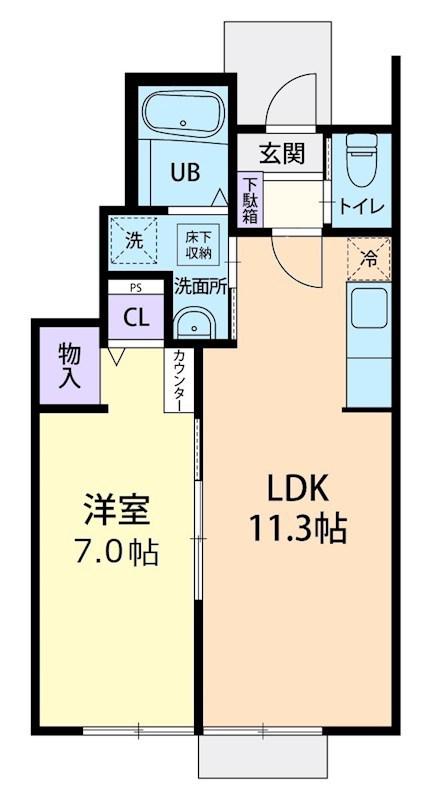 12/15秩父市中宮地町1LDK(1LDK/1階)の間取り写真