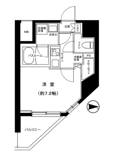 スカイコートプライム亀戸(1K/4階)の間取り写真