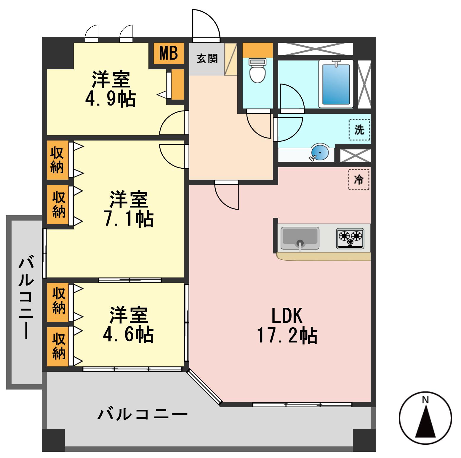 LANAI T GARDEN(3LDK/7階)の間取り写真