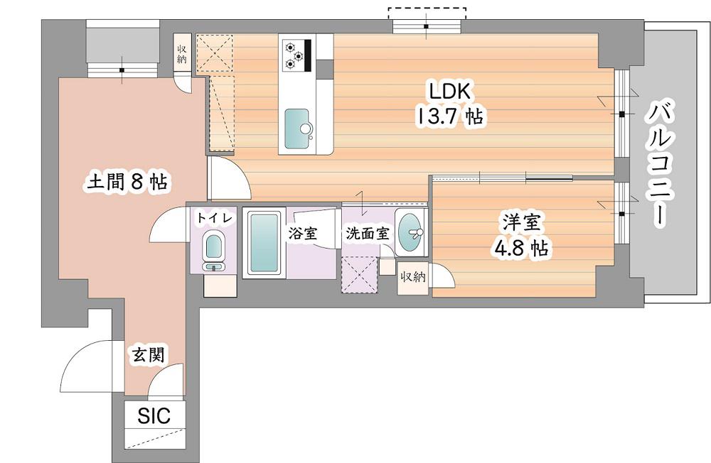 SOHO烏丸(1SLDK/4階)の間取り写真