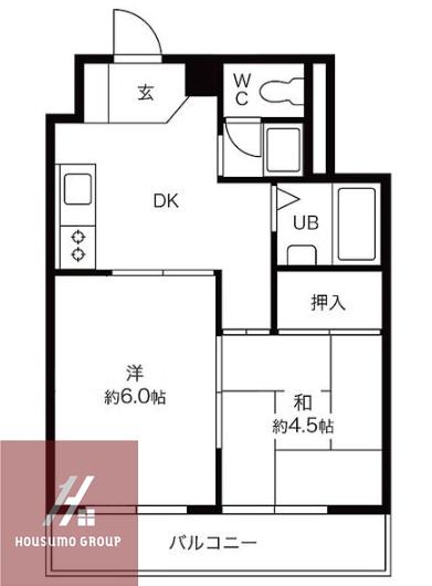 サンハイツ大阪屋(2DK/6階)の間取り写真