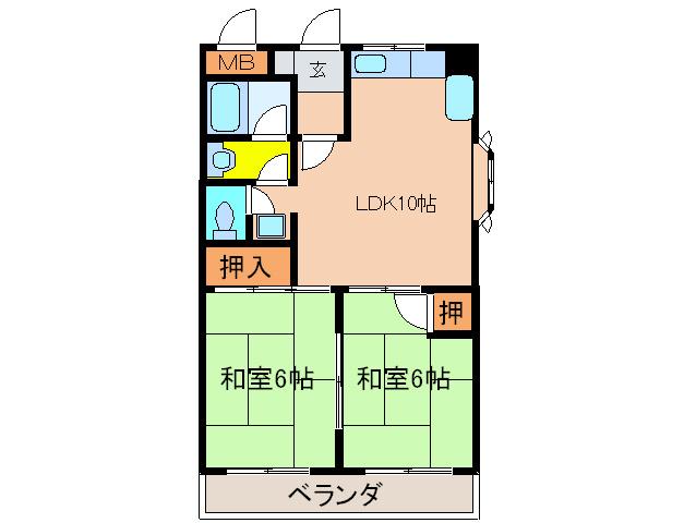 正光マンション(2LDK/5階)の間取り写真