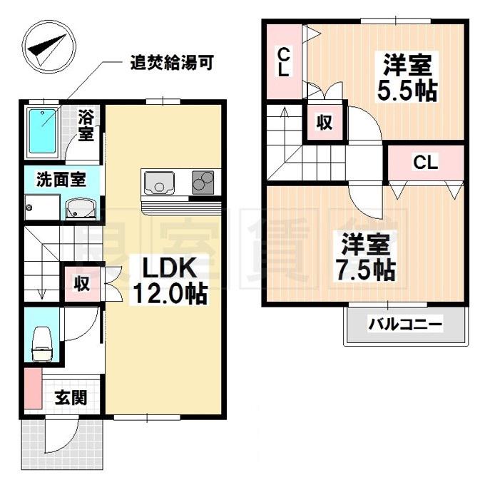 カーサ・ミツルギ(2LDK/1階)の間取り写真