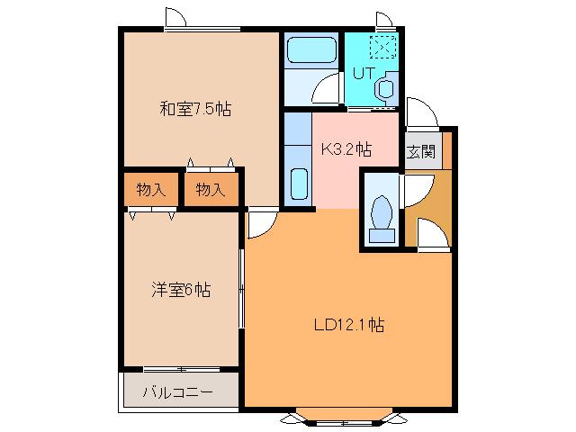 ショコラ61(2LDK/2階)の間取り写真