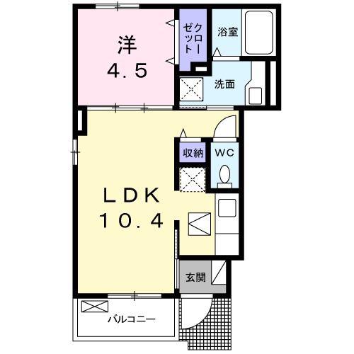 ベルポート エルガ(1LDK/1階)の間取り写真