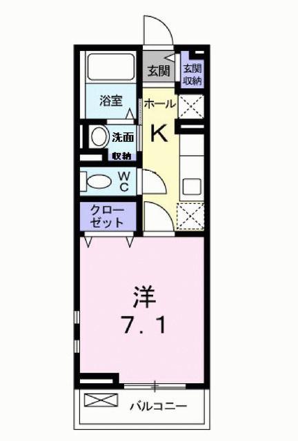 メゾン もくれん(1K/2階)の間取り写真