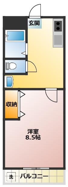 春月ビル(1DK/2階)の間取り写真