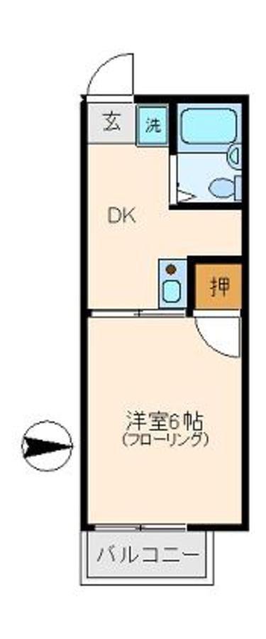 メープルハイツ(1K/2階)の間取り写真