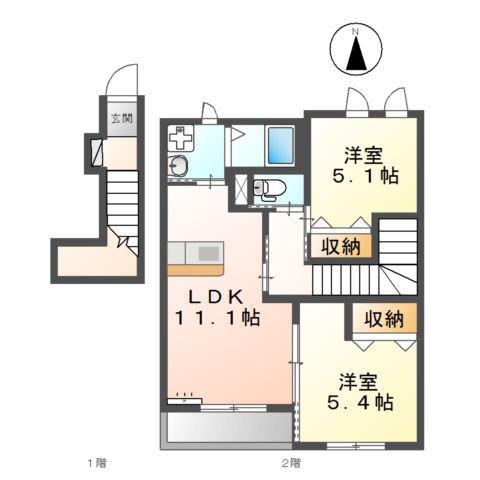 メゾンボワ(2LDK/2階)の間取り写真