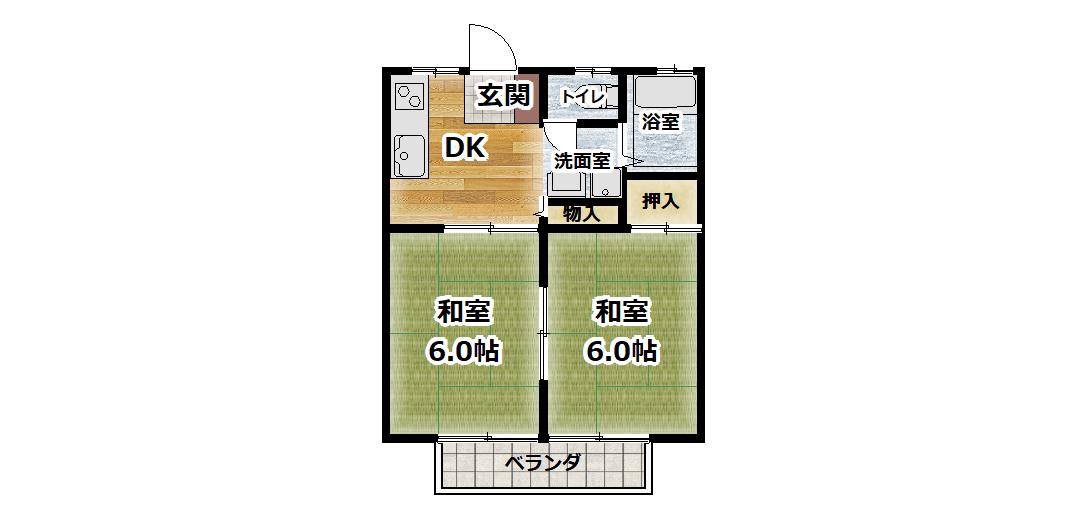 アークヒルズ(2DK/2階)の間取り写真